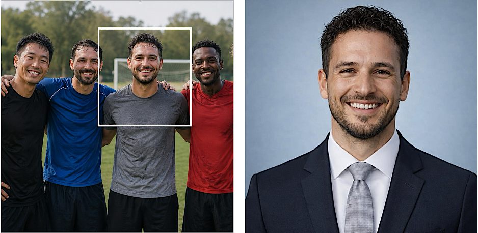 Soccer player before and after