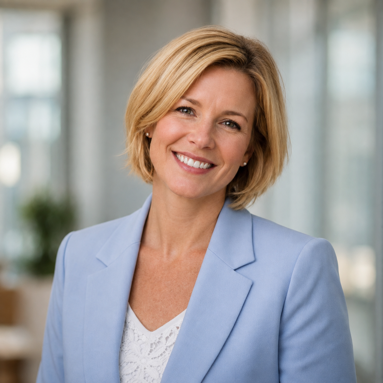 Professional headshot with pants suit