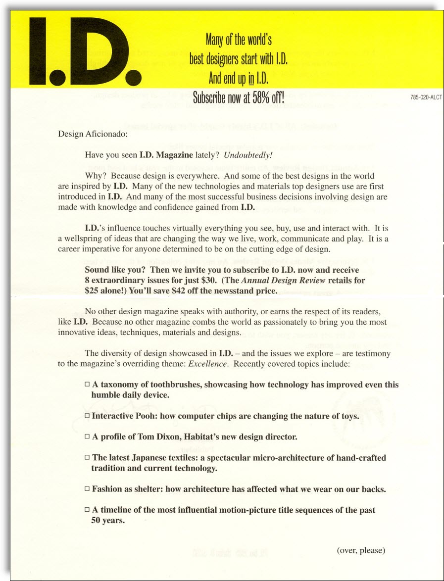 I.D. Direct Mail Letter