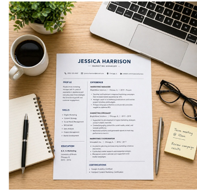 Resume on desk